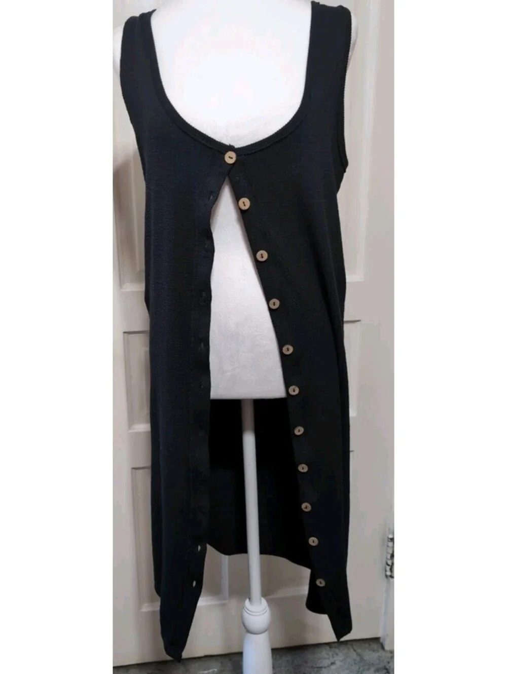 Free People Gia Long Vest Dress Black Boho Cottagecore Goth Woman's S(1511)D